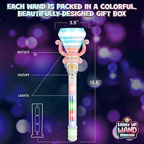 IPIDIPI TOYS Spinning Light Up Magic Wands for Kids Pack of 2 Pretend Play Fairy Magic Wand Christmas Stocking Stuffers Light Up Toys Party Favors Goodie Bag for Girls - Image 5