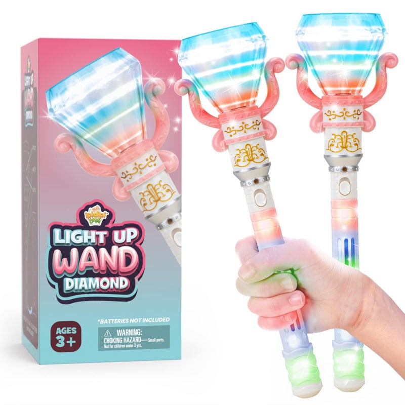 IPIDIPI TOYS Spinning Light Up Magic Wands for Kids Pack of 2 Pretend Play Fairy Magic Wand Christmas Stocking Stuffers Light Up Toys Party Favors Goodie Bag for Girls - Image 3