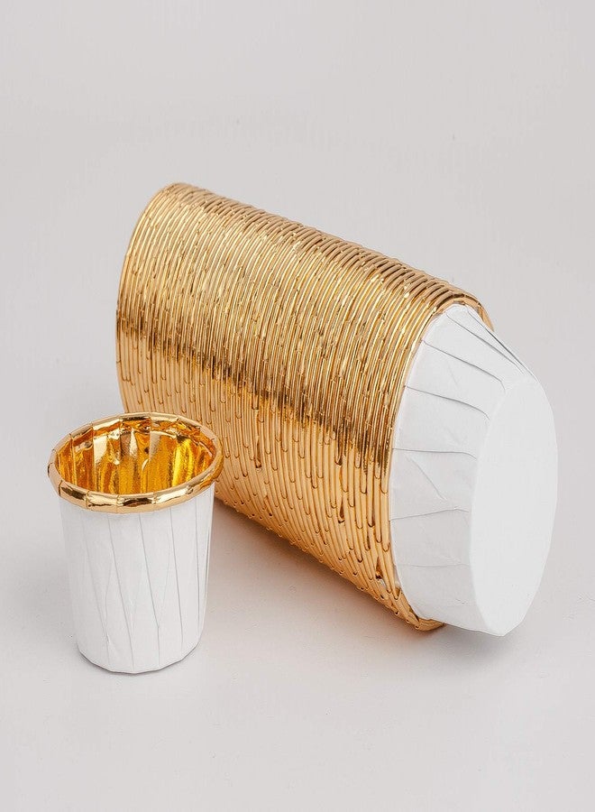 جولدن ابل أكواب خبز صغيرة من ورق الألمنيوم بنقشة التفاح الذهبي، 100 قطعة، قوالب خبز الكب كيك والمافن، صغيرة بيضاء بتصميم ذهبي، للاستخدام مرة واحدة، مثالية للحفلات وحفلات الزفاف والمهرجانات - Image 4