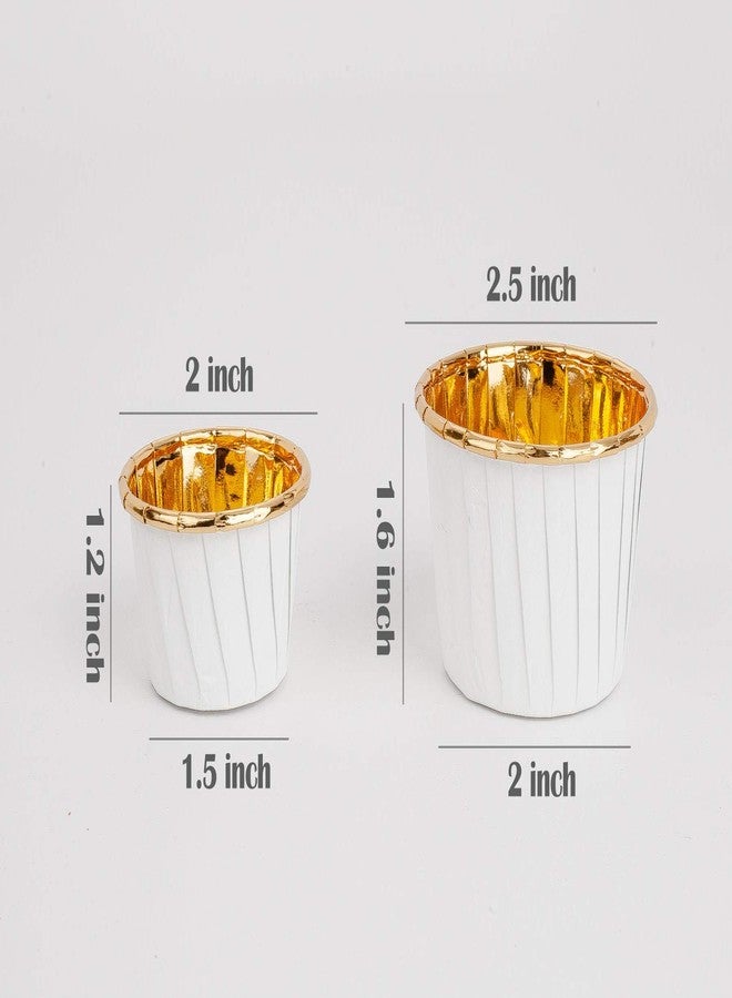 جولدن ابل أكواب خبز صغيرة من ورق الألمنيوم بنقشة التفاح الذهبي، 100 قطعة، قوالب خبز الكب كيك والمافن، صغيرة بيضاء بتصميم ذهبي، للاستخدام مرة واحدة، مثالية للحفلات وحفلات الزفاف والمهرجانات - Image 3