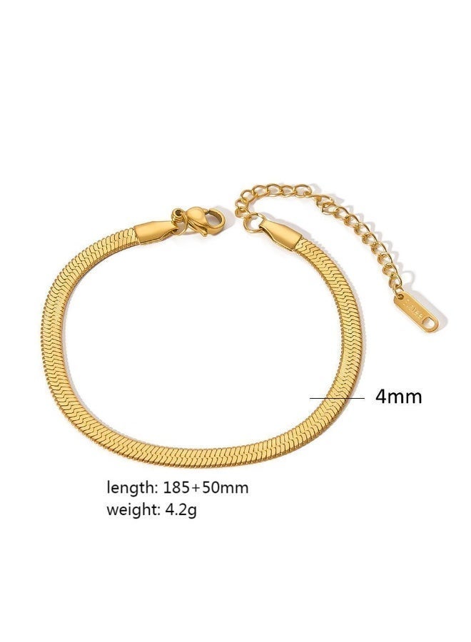 أميتوير إكسسوارات أساور مطلية بالذهب عيار ١٨ قيراطًا | سلاسل متعددة الاستخدامات من الفولاذ المقاوم للصدأ على شكل ثعبان وصليب وكوبي - Image 3