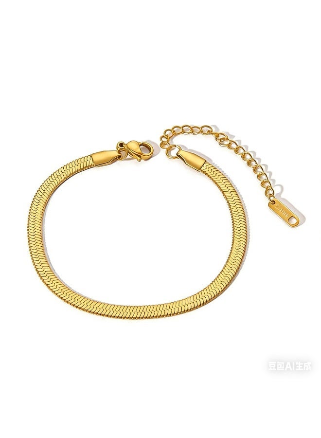 أميتوير إكسسوارات أساور مطلية بالذهب عيار ١٨ قيراطًا | سلاسل متعددة الاستخدامات من الفولاذ المقاوم للصدأ على شكل ثعبان وصليب وكوبي - Image 1