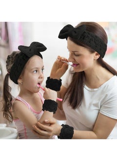 Chuangdi 4 Pcs Microfiber Headband Spa Wristbands and Wrist Bands for Washing Face Cuffs Towel Wristbands Hair Headband Face Wash Cuffs for Women Makeup(Black)  - Image 4