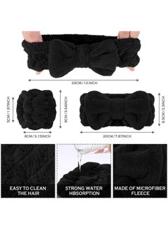 Chuangdi 4 Pcs Microfiber Headband Spa Wristbands and Wrist Bands for Washing Face Cuffs Towel Wristbands Hair Headband Face Wash Cuffs for Women Makeup(Black)  - Image 2