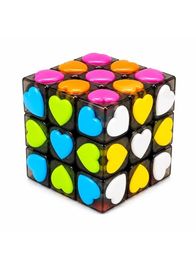 YJ Love Cube 3x3 Heart-Themed Speed Cube | Romantic Transparent Edition - Unique Valentine's Day Gift for Loved Ones & Collectors | Smooth Turning YJ YuLong Design - Image 1