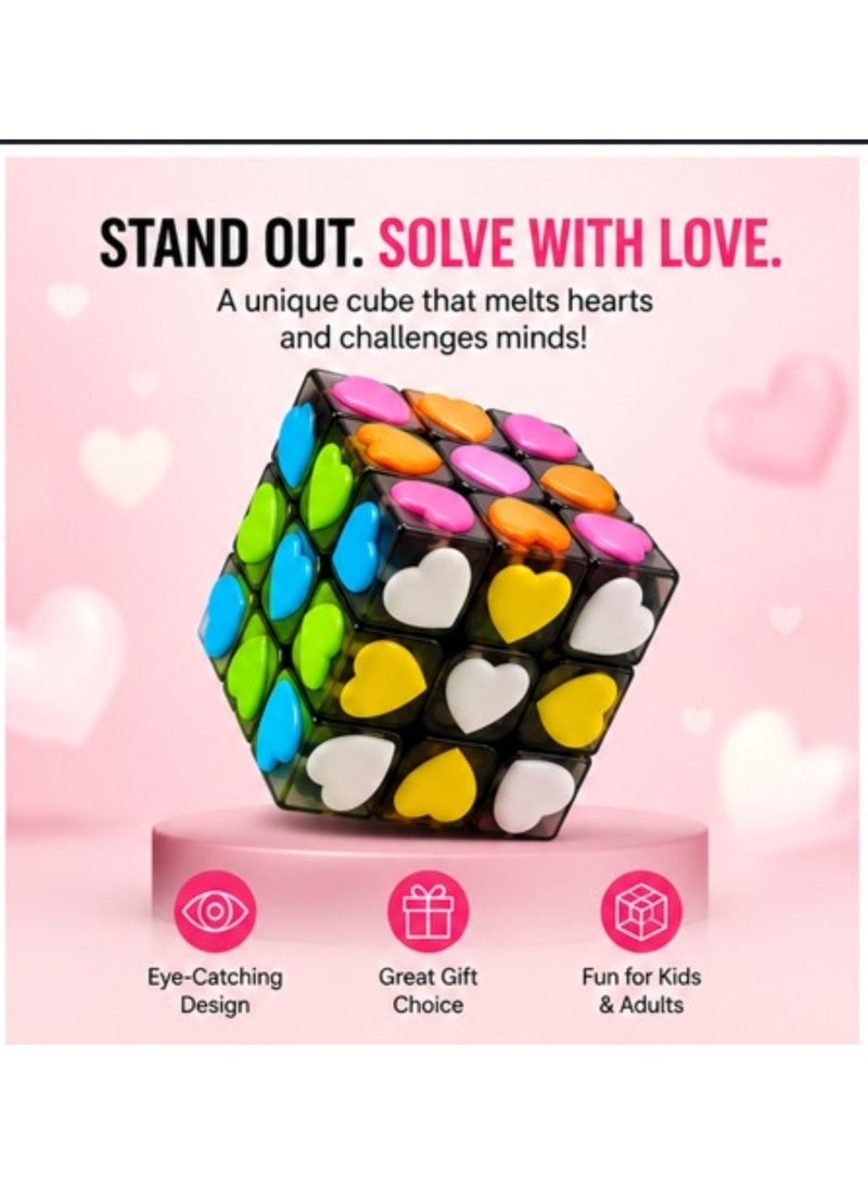 YJ Love Cube 3x3 Heart-Themed Speed Cube | Romantic Transparent Edition - Unique Valentine's Day Gift for Loved Ones & Collectors | Smooth Turning YJ YuLong Design - Image 3