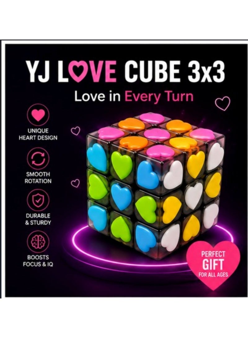 YJ Love Cube 3x3 Heart-Themed Speed Cube | Romantic Transparent Edition - Unique Valentine's Day Gift for Loved Ones & Collectors | Smooth Turning YJ YuLong Design - Image 4
