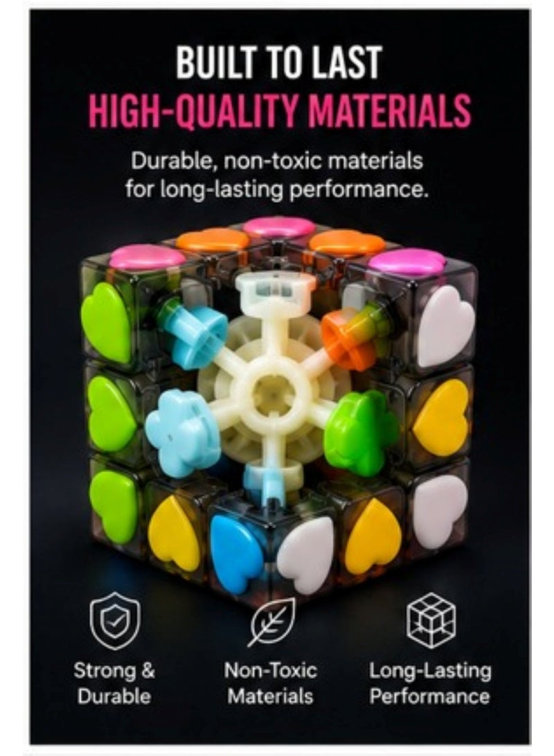 YJ Love Cube 3x3 Heart-Themed Speed Cube | Romantic Transparent Edition - Unique Valentine's Day Gift for Loved Ones & Collectors | Smooth Turning YJ YuLong Design - Image 5