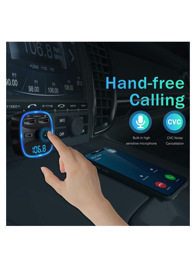 FM Transmitter, Bluetooth FM Transmitter Wireless Radio Adapter Car Kit with Dual USB Charging Car Charger MP3 Player Support TF Card & USB Disk  - Image 4
