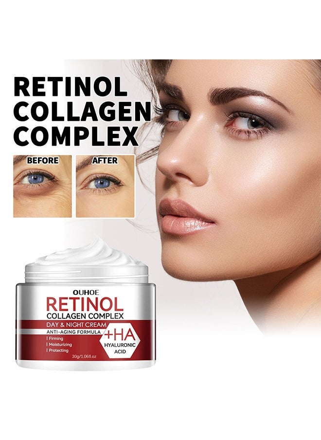 OUHOE - Retinol Collagen Complex Day & Night Cream, Anti Aging Cream With Hyaluronic Acid And Collagen, Wrinkle Removal Skin Firming Cream 30g - Image 1