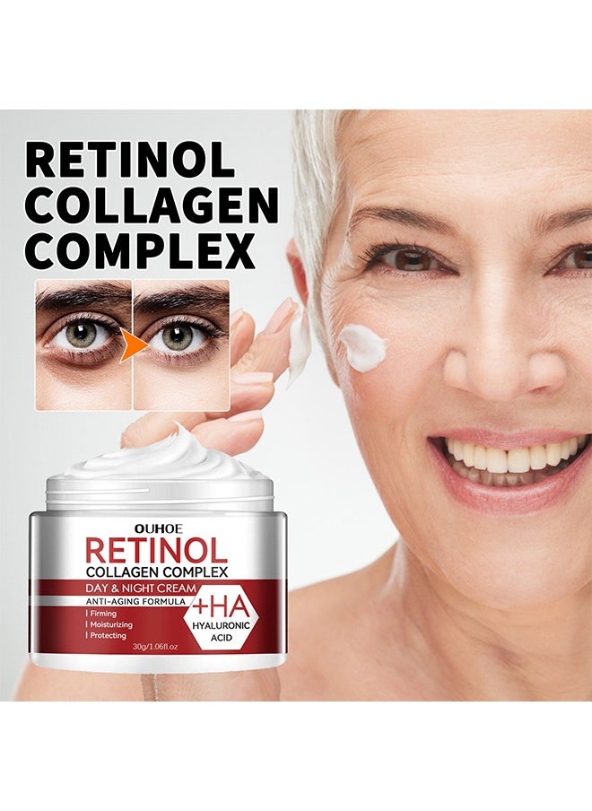 OUHOE - Retinol Collagen Complex Day & Night Cream, Anti Aging Cream With Hyaluronic Acid And Collagen, Wrinkle Removal Skin Firming Cream 30g - Image 1