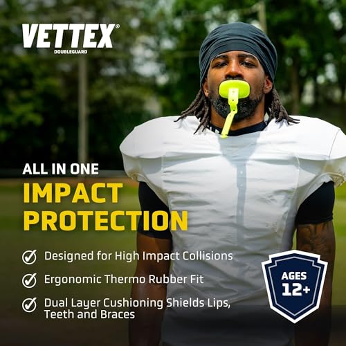 Vettex Markwort Vettex Doubleguard Mouthguard for Football, Lacrosse, MMA, Boxing, Braces - Breathable Doubleguard with Lip Protection and Strap, Maroon - Image 2