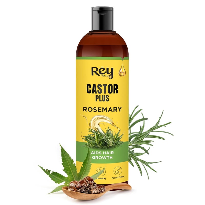 Rey Naturals Rey Naturals Castor Oil Plus Rosemary Oil I Pure Rosemary Oil For Hair Growth Pure Rosemary Hair Oil For Hair Fall Control Skin Eyebrows Eyelashes I Hair Oil Rosemary For All Hair Types 200Ml - Image 1