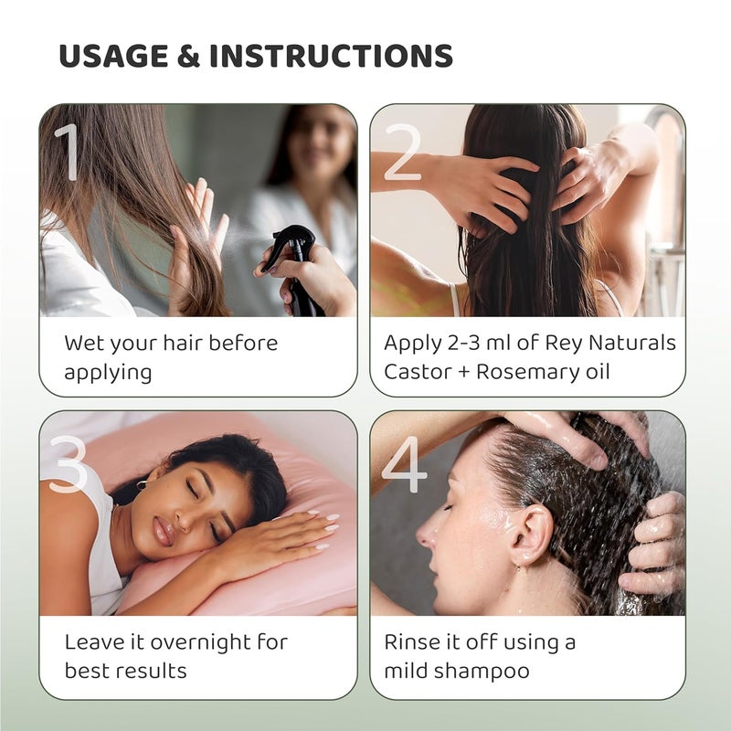 Rey Naturals Rey Naturals Castor Oil Plus Rosemary Oil I Pure Rosemary Oil For Hair Growth Pure Rosemary Hair Oil For Hair Fall Control Skin Eyebrows Eyelashes I Hair Oil Rosemary For All Hair Types 200Ml - Image 4