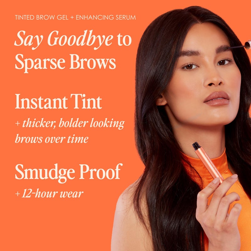 Grande Cosmetics GrandeBROW 2-in-1 Tinted Brow Gel + Brow Enhancing Serum for Thicker & Darker-Looking Eyebrows, Shape & Fill Brows, with Castor Oil & Mini Fibers - Dark, Full Size (0.12 fl oz) - Image 3