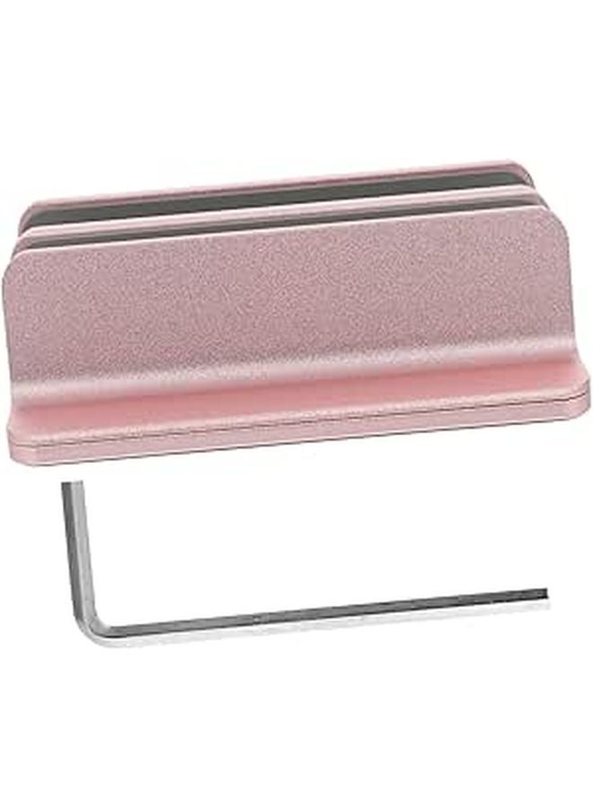 Vertical Laptop Stand Rose Gold Double Slot Holder for Laptop Tablet Phone Space Saving Desk Organizer - Image 1