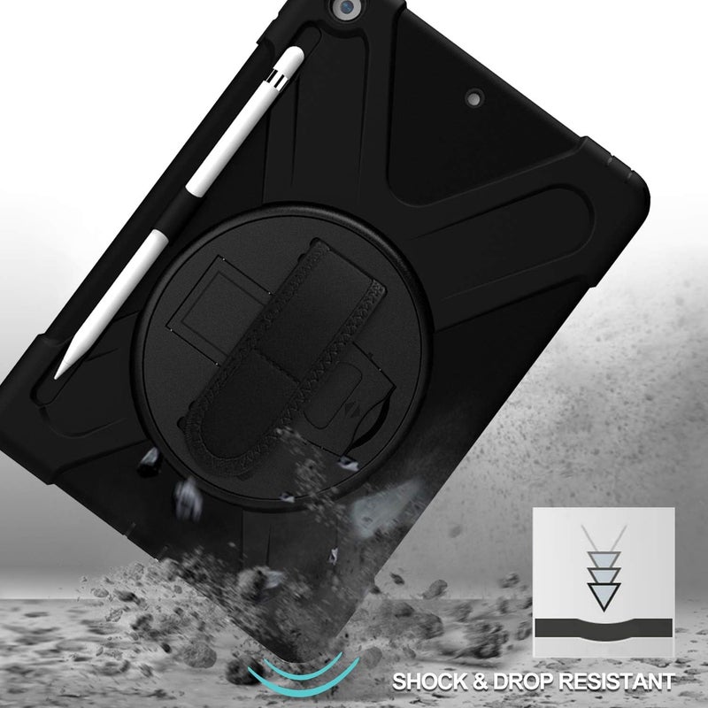 Procases Ipad 10.2 Case 2021 Ipad 9Th/2020 Ipad 8Th/2019 Ipad 7Th Generation Case, Rugged Heavy Duty Shockproof Rotatable Kickstand Protective Cover For 10.2" Ipad 9Th/8Th/7Th Gen -Black - Image 5