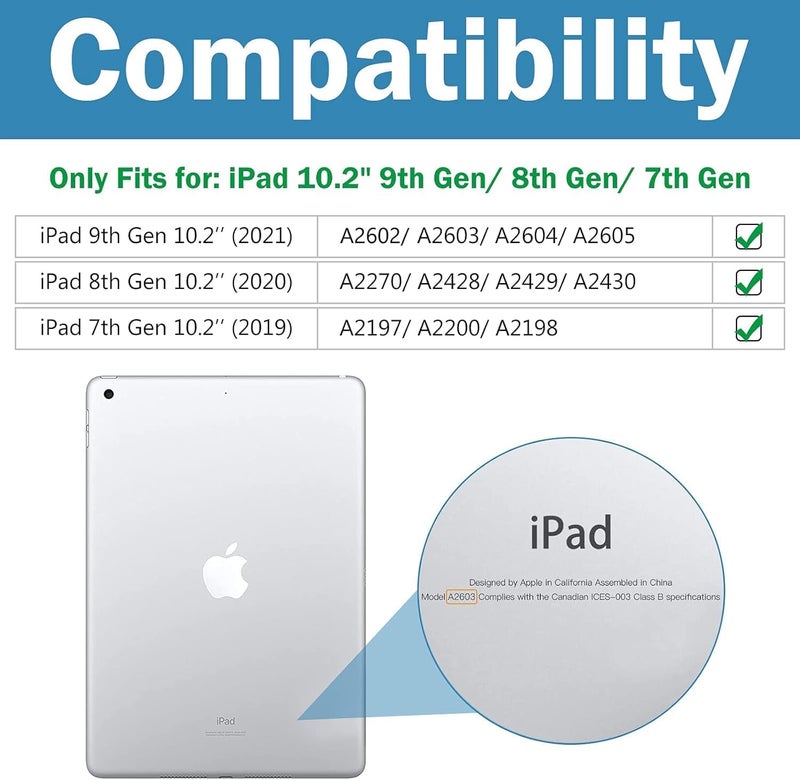 Procases Ipad 10.2 Case 2021 Ipad 9Th/2020 Ipad 8Th/2019 Ipad 7Th Generation Case, Rugged Heavy Duty Shockproof Rotatable Kickstand Protective Cover For 10.2" Ipad 9Th/8Th/7Th Gen -Black - Image 2