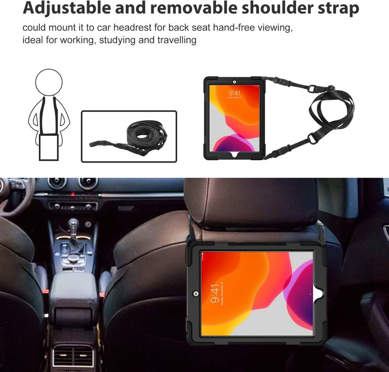 Procases Ipad 10.2 Case 2021 Ipad 9Th/2020 Ipad 8Th/2019 Ipad 7Th Generation Case, Rugged Heavy Duty Shockproof Rotatable Kickstand Protective Cover For 10.2" Ipad 9Th/8Th/7Th Gen -Black - Image 4