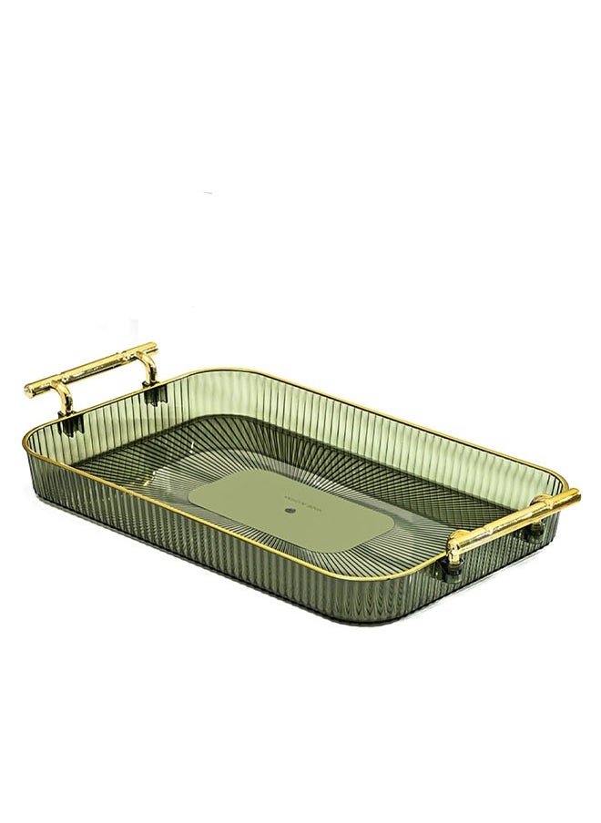 Hihonor - Light Luxury Tray, Tea Cup Storage Countertop Makeup Table Tray, Home Decorative Tray for Coffee Table, Countertop, Bed, Bathroom or Nightstand (Green) - Image 1