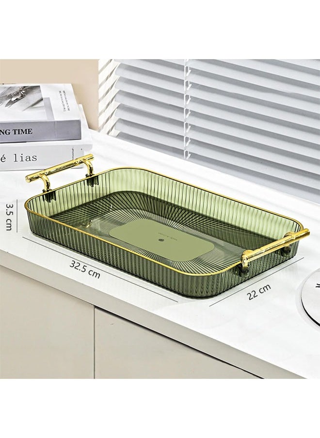 Hihonor - Light Luxury Tray, Tea Cup Storage Countertop Makeup Table Tray, Home Decorative Tray for Coffee Table, Countertop, Bed, Bathroom or Nightstand (Green) - Image 1
