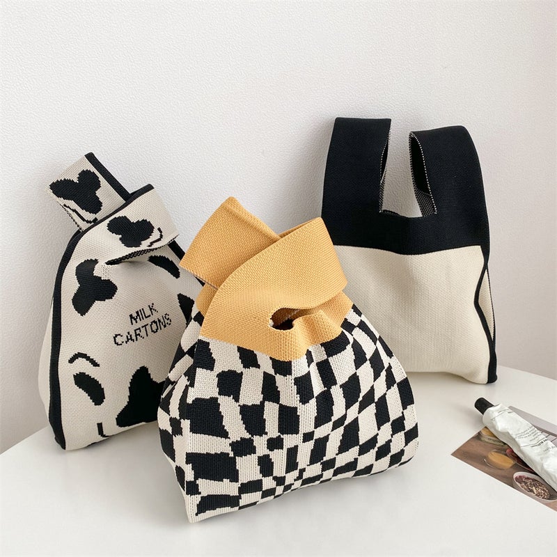 Handbag Large Capacity Small Bag Women'S Black And White Tote Bag Portable Storage Tote Bag - Image 5