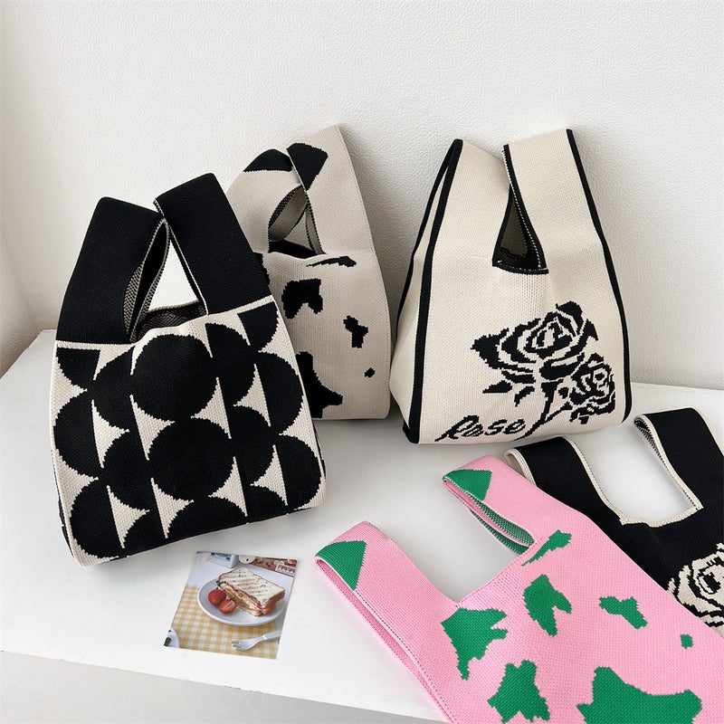 Handbag Large Capacity Small Bag Women'S Black And White Tote Bag Portable Storage Tote Bag - Image 2