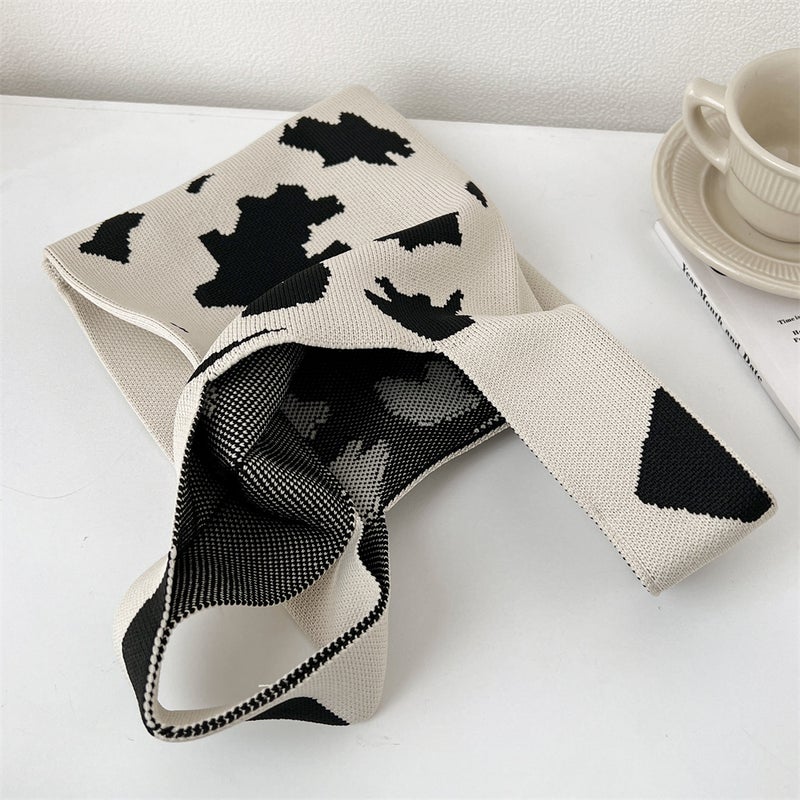 Handbag Large Capacity Small Bag Women'S Black And White Tote Bag Portable Storage Tote Bag - Image 3