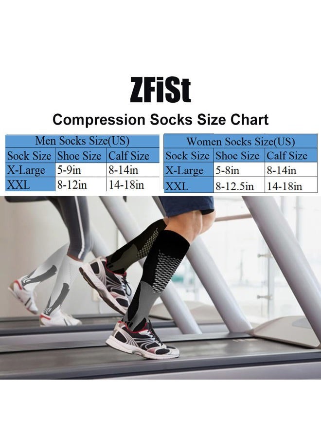 ZFiSt 3 Pair Medical Sport Compression Socks Men Women, Compression Stocking Nurse Socks for Edema Travel, Black+Black+Black, XXL - Image 3