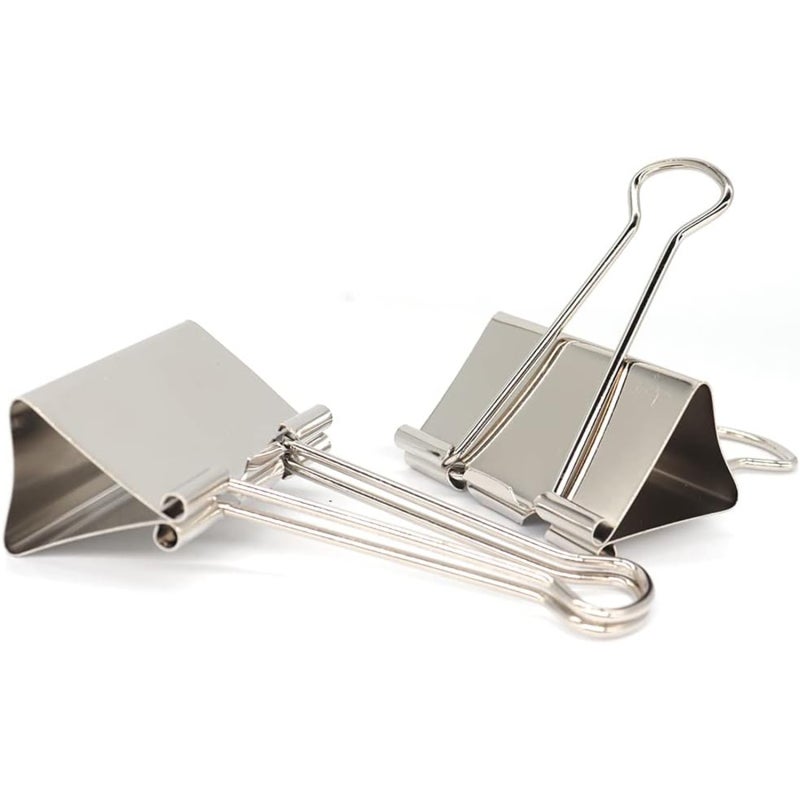 Long Tail Clips: 6-Pack Silver Tempered Steel, 2-Inch Wide 0.9-Inch Capacity - Durable Rust-Resistant, Secure Large Paper Stacks for Office Home School Students Teachers - Image 3