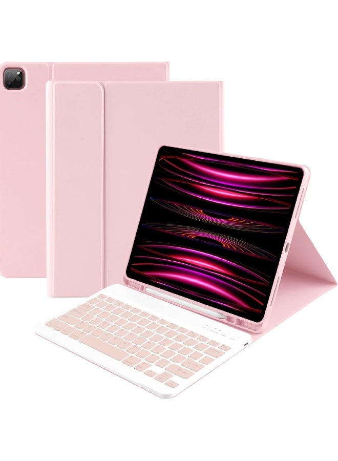 زومي حافظة لوحة مفاتيح لجهاز iPad Air مقاس 13 بوصة، حافظة لوحة مفاتيح لجهاز iPad Pro مقاس 12.9 بوصة مع لوحة مفاتيح متوافقة مع iPad Pro الجيل السادس/الخامس/الرابع/الثالث 2022-2018/iPad Air (M2) مع وظيفة النوم/الإيقاظ التلقائي باللون الوردي - Image 1