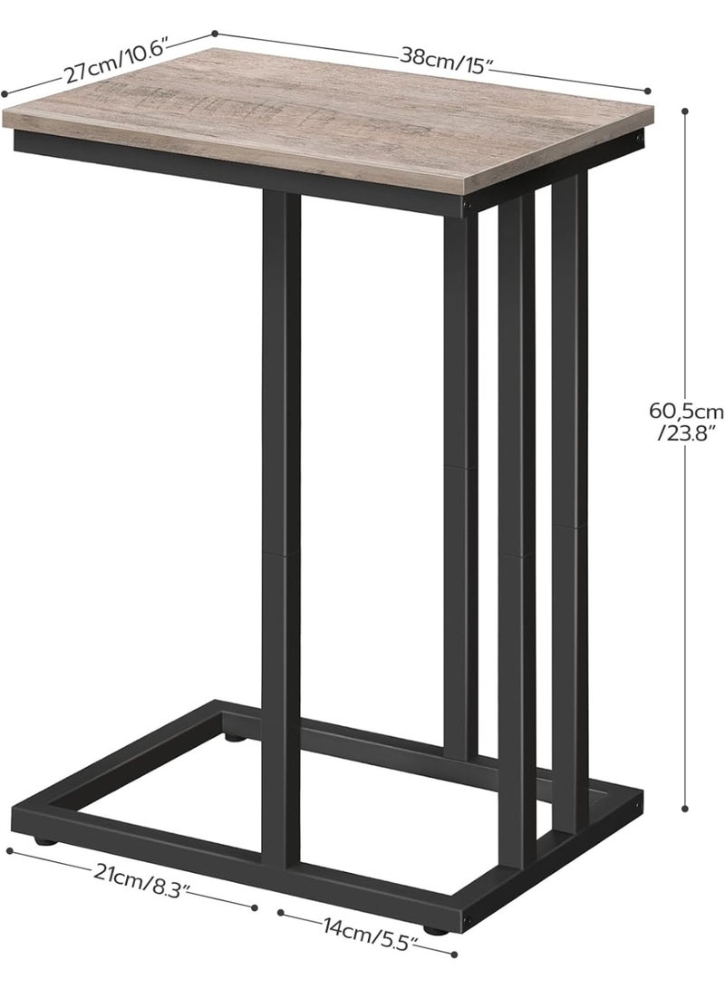 Generic C Side Table, Set of 2 Portable Laptop Holder Snack Table, Heavy-Duty Sofa Side Table, Wood Look Accent Table, Space Saving in Living Room, Bedroom, Greige and Black - Image 3