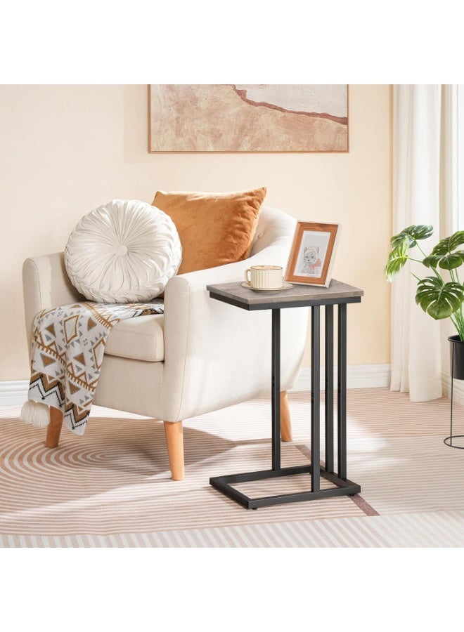 Generic C Side Table, Set of 2 Portable Laptop Holder Snack Table, Heavy-Duty Sofa Side Table, Wood Look Accent Table, Space Saving in Living Room, Bedroom, Greige and Black - Image 4
