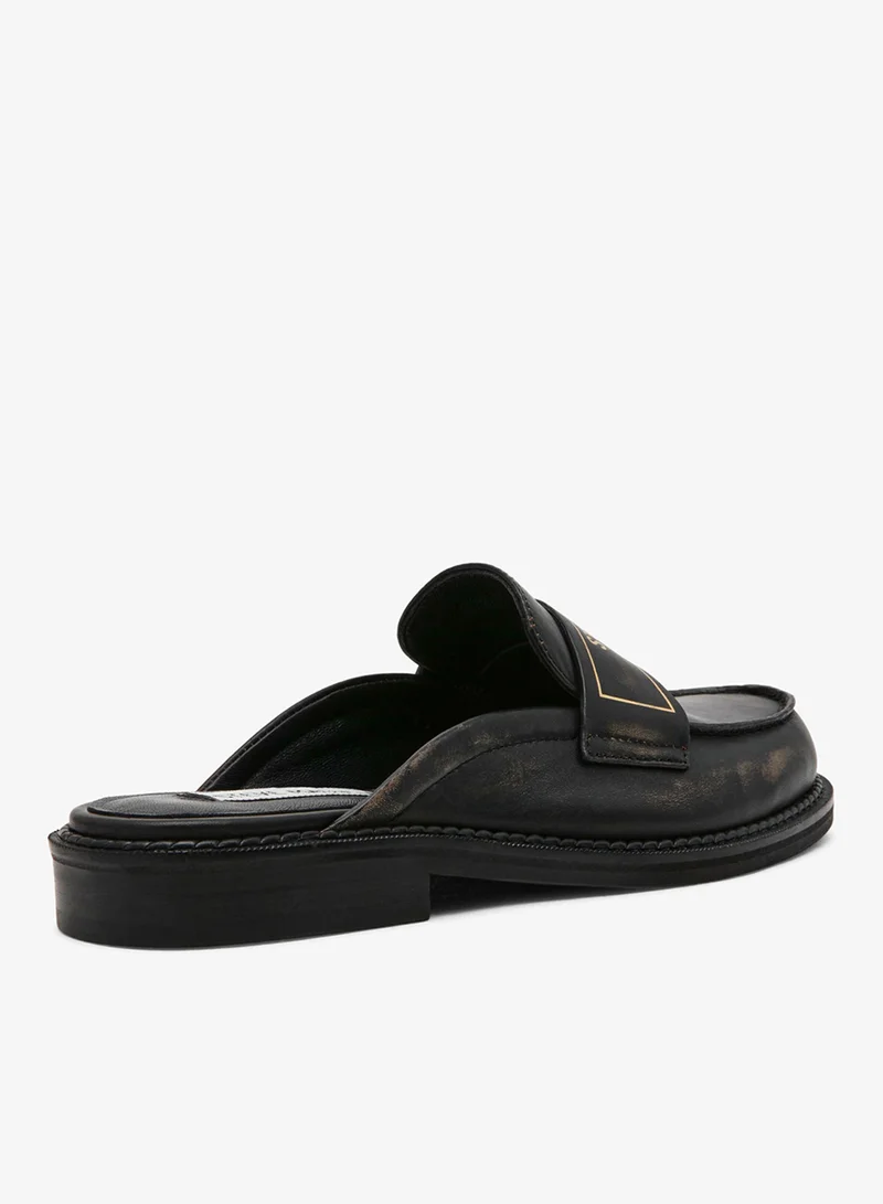 ستيف مادن صنادل مسطحة جلدية سوداء للنساء ستيف مادن موكسي