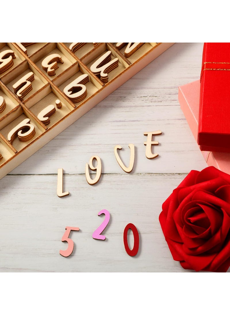 Blulu Blulu 248 Pcs 1 Inch Wood Alphabet Letters and Numbers Blank Unfinished Wooden Letters Numbers for Crafts with Rustic Storage Tray for Spelling Learning Education  - Image 4