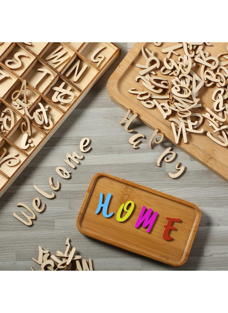 Blulu Blulu 248 Pcs 1 Inch Wood Alphabet Letters and Numbers Blank Unfinished Wooden Letters Numbers for Crafts with Rustic Storage Tray for Spelling Learning Education  - Image 5