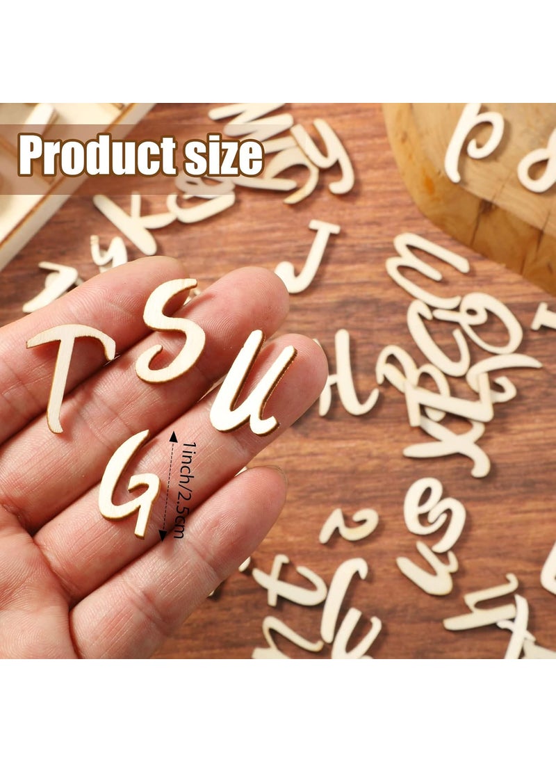 Blulu Blulu 248 Pcs 1 Inch Wood Alphabet Letters and Numbers Blank Unfinished Wooden Letters Numbers for Crafts with Rustic Storage Tray for Spelling Learning Education  - Image 2