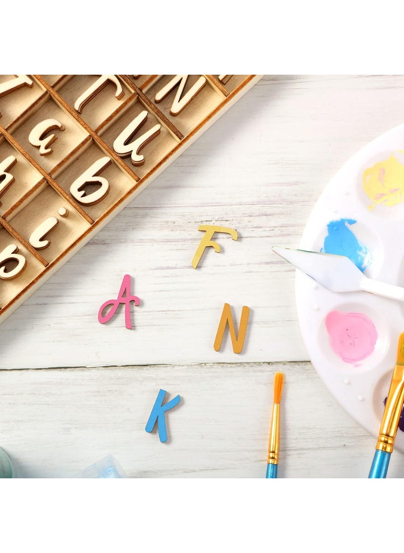 Blulu Blulu 248 Pcs 1 Inch Wood Alphabet Letters and Numbers Blank Unfinished Wooden Letters Numbers for Crafts with Rustic Storage Tray for Spelling Learning Education  - Image 3