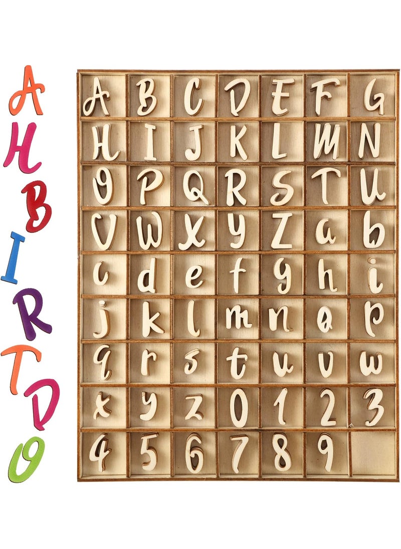 Blulu Blulu 248 Pcs 1 Inch Wood Alphabet Letters and Numbers Blank Unfinished Wooden Letters Numbers for Crafts with Rustic Storage Tray for Spelling Learning Education  - Image 1