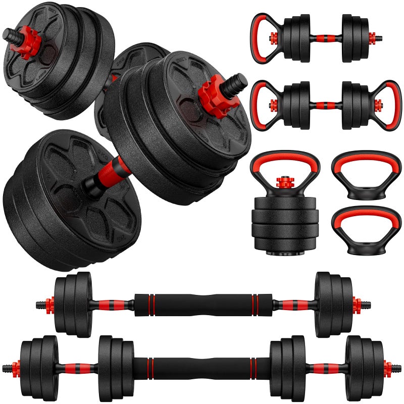 BDSHE Adjustable Dumbbell Set, 20lbs Free Weight Set with Upgraded Nut,4 in1 Dumbbells Set Used as Barbell, Kettlebells, Push up Stand, Weight Set for Home Gym Suitable Men/Women - Image 1