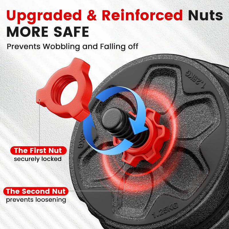 BDSHE Adjustable Dumbbell Set, 20lbs Free Weight Set with Upgraded Nut,4 in1 Dumbbells Set Used as Barbell, Kettlebells, Push up Stand, Weight Set for Home Gym Suitable Men/Women - Image 4