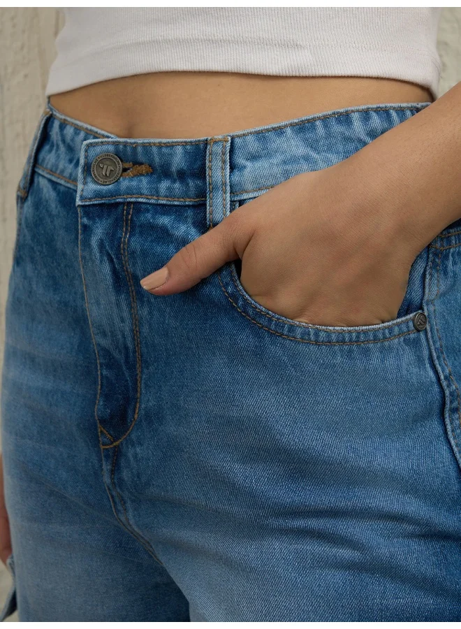 هوبرهولمي Women's Indigo Jeans - Baggy with Cargo Pocket