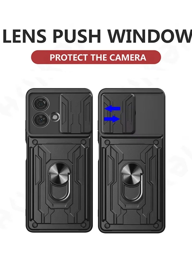 Techie غطاء درع منزلق لموتورولا موتو G84 مع حلقة 360°، قاعدة مغناطيسية، حامل بطاقات، درع كاميرا وحماية من السقوط بمعيار عسكري - Image 5