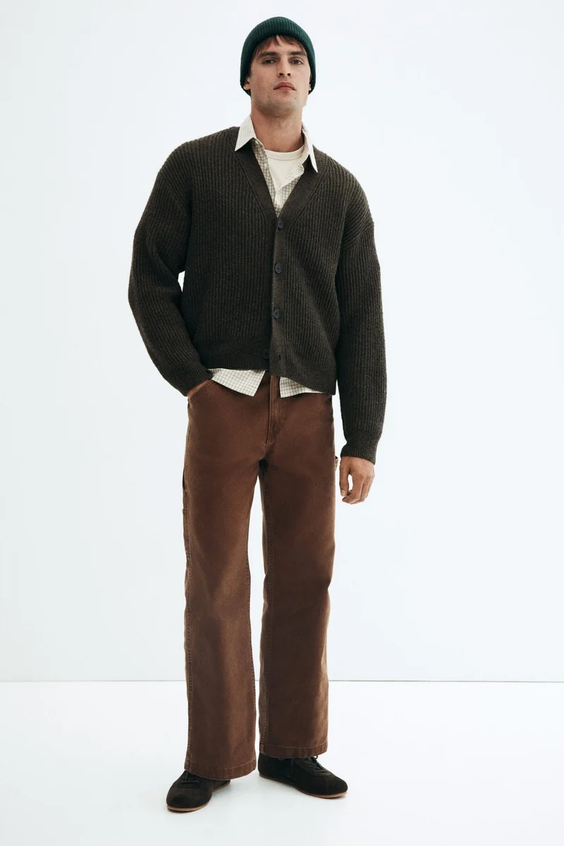 اتش اند ام كارديغان فضفاض محبوك من نسيج مطاطي