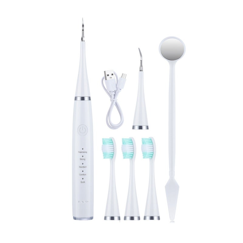 Sonic Teeth Cleaner: 5 Adjustable Modes 5 Cleaning Heads - Low Noise Comfortable Grip USB Rechargeable Waterproof Tartar Remover for At-home Dental Care Sensitive Gums Users