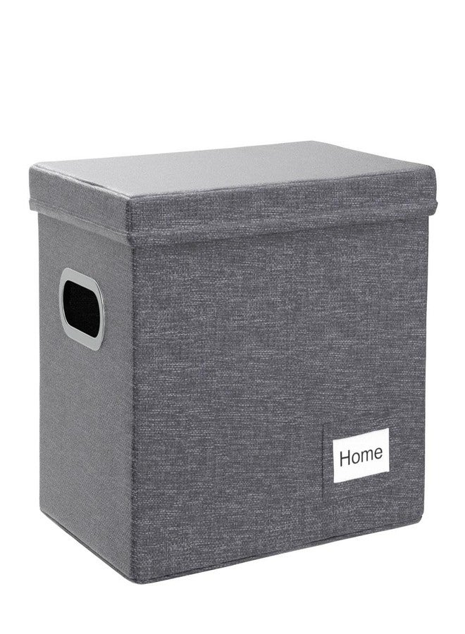 Prandom File Organizer Box - Set of 2 Collapsible Decorative Linen Filing Storage Hanging File Folders with Lids Office Cabinet Letter Size Grey 14x9.3x10.8 inch - Image 4