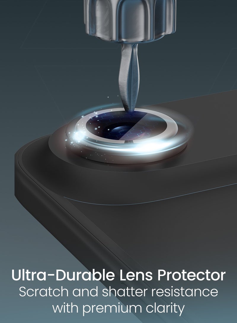 Moxedo Camera Lens Protector for iPhone 17 Air 6.5” 2025 9H Tempered Glass Aluminum Alloy Individual Ring Camera Lens Cover Protector with Easy Installation Tool – Black - Image 3