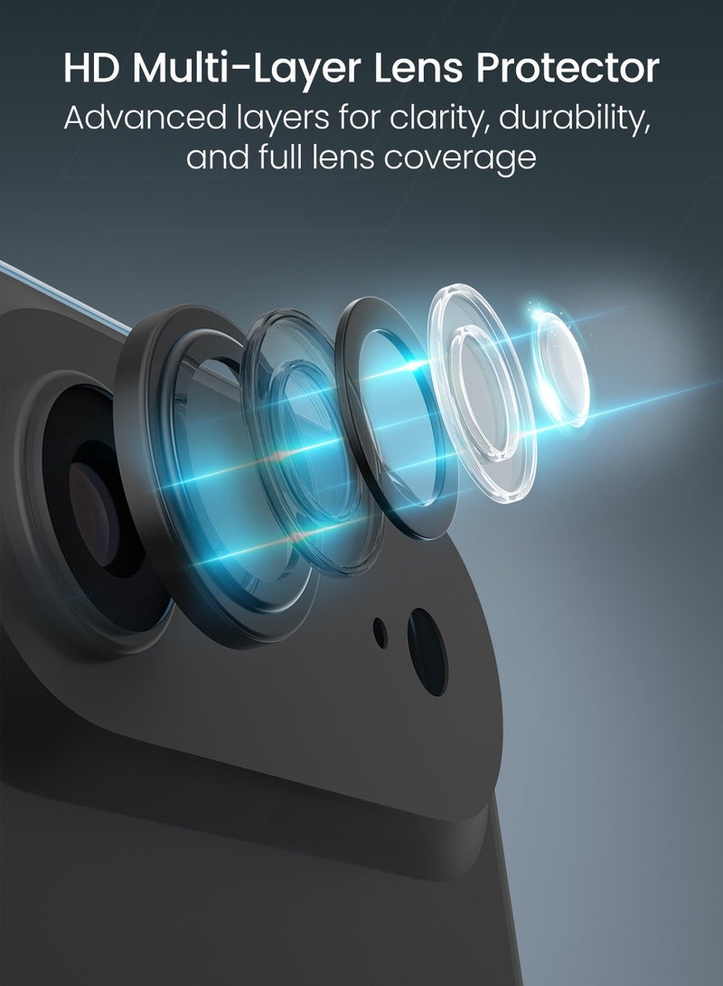 Moxedo Camera Lens Protector for iPhone 17 Air 6.5” 2025 9H Tempered Glass Aluminum Alloy Individual Ring Camera Lens Cover Protector with Easy Installation Tool – Black - Image 4