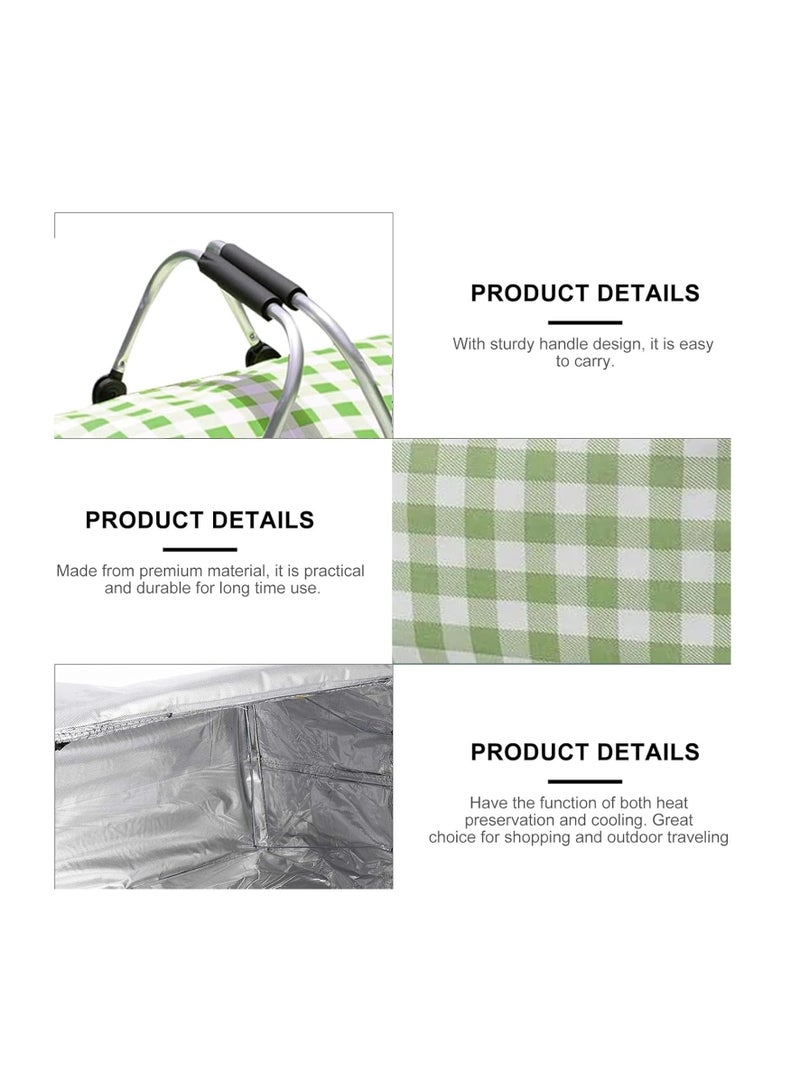 أرابايت سلة نزهة معزولة، حقيبة تبريد كبيرة قابلة للطي، سعة 30 لترًا، حقيبة تسوق مع مقابض من الألومنيوم للتسوق والسفر والتخييم (أخضر) - Image 3