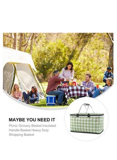 Rightsure Insulated Picnic Basket, 30L Large Portable Collapsible Cooler Bag Grocery Bag Shopping Basket with Aluminium Handles for Shopping, Travel, Camping (Green)  - Image 5